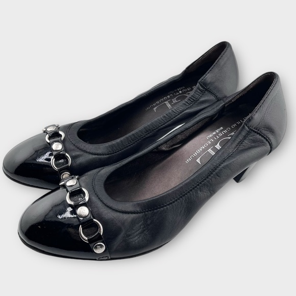 AGL Attilio Giusti Leombruni Women’s Size 40 Black  Leather Cap Toe Heels Shoes - Picture 2 of 8